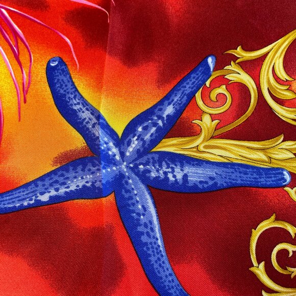Versace “Trésor de la Mer” Silk Scarf – Coral Sea Print - Picture 7 of 15